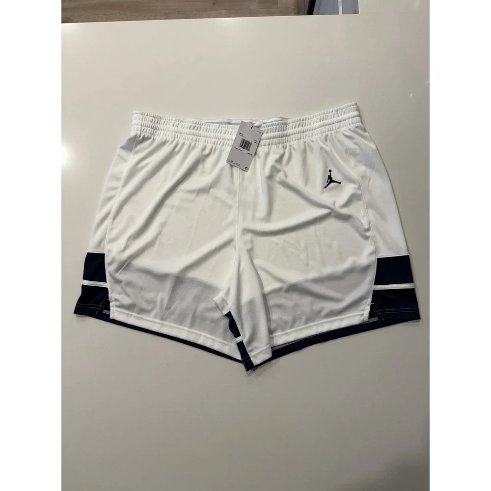 Jordan Stock Overtime Basketball Game Shorts White Navy FQ5375-107 Mens 4XL NWT